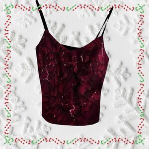 New‎ White House Black Market WHBM Party Red Sequin Embroidered Camisole Size XS